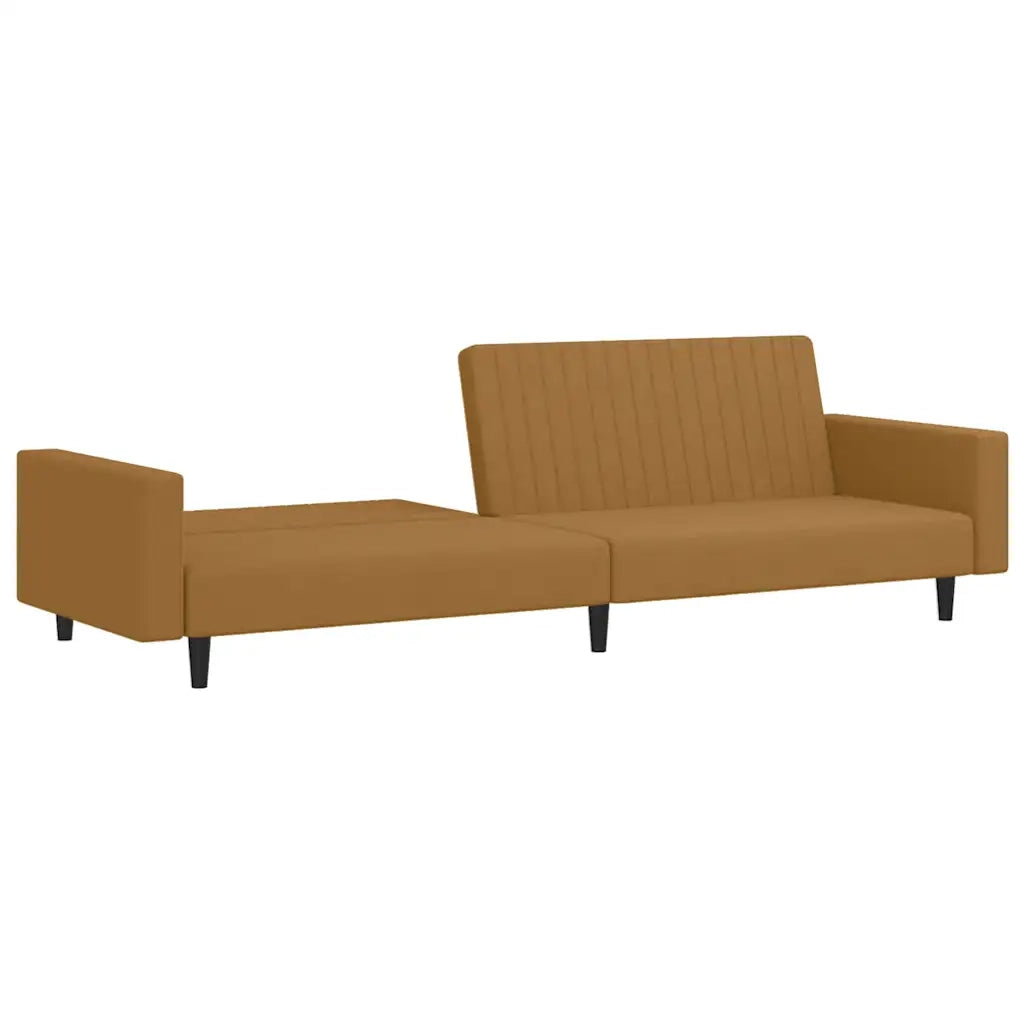 Divano Letto a 2 Posti Marrone in Velluto 375945