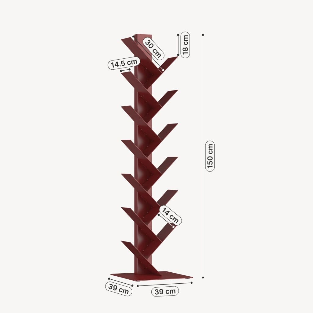 Libreria Eksjö a Forma di Albero Scaffale da Terra 150 x 39 x 39 cm - Rosso Opaco [en.casa]
