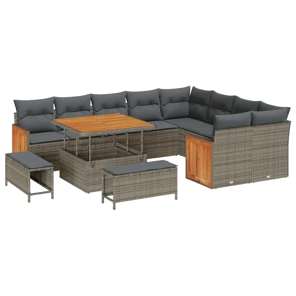 Set Divano da Giardino con cuscino 12 pcs Grigio