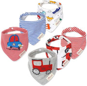 Set di Bandana per Bambini da 6, Fazzoletti di cotone super soffici e assorbenti a forma di triangolo con disegni carini per bambini maschi