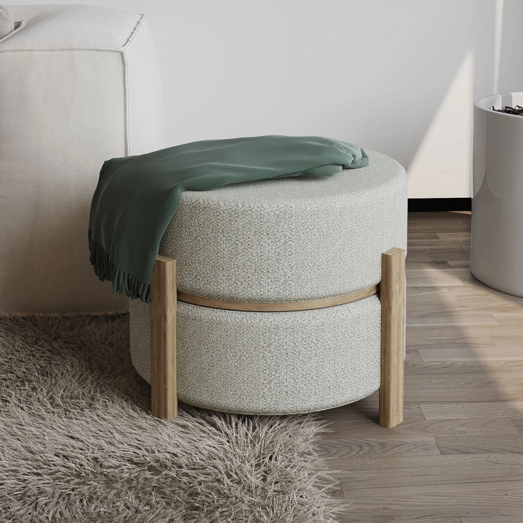 Pouf in legno "Clone" - 47 x 48 x 45 cm - Beige