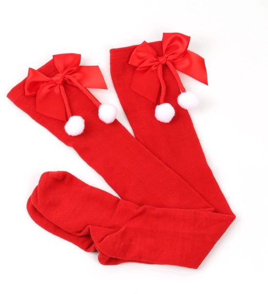 Calze di Natale con striscia - Calze lunghi - Calze invernali - Calze alti - Calze morbidi - Dimensioni 63 x 8 cm