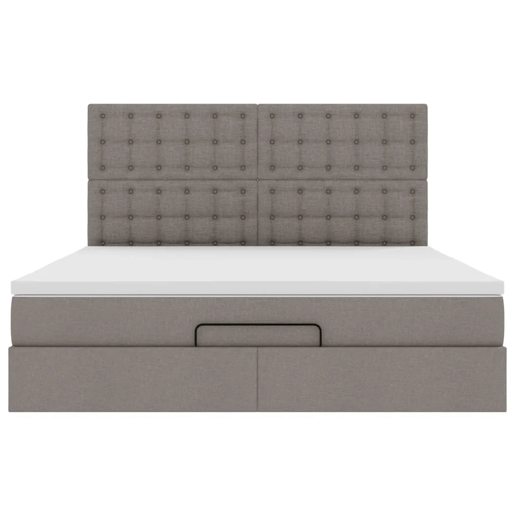 Struttura Letto Pouf con Materasso Tortora 180x200cm in Tessuto 3314194