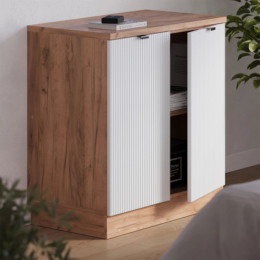 Mobile per mansarda Rion Ondulazione bianca/Rovere dorato 80 x 83.8 cm senza inclinazione con 2 ante Vicco