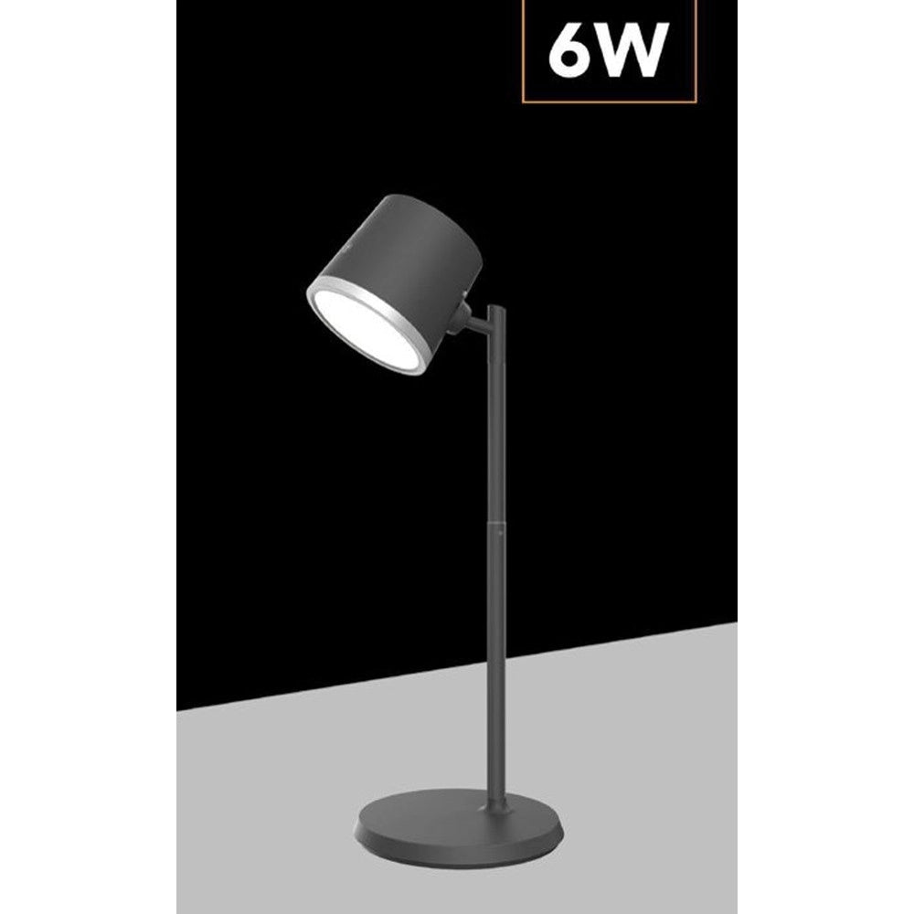 Trade Shop - Lampada Doppio Uso Scrivania Applique A Led 6w Touch Dimmerabile 3 Colorazioni Bl-1005 - Nero