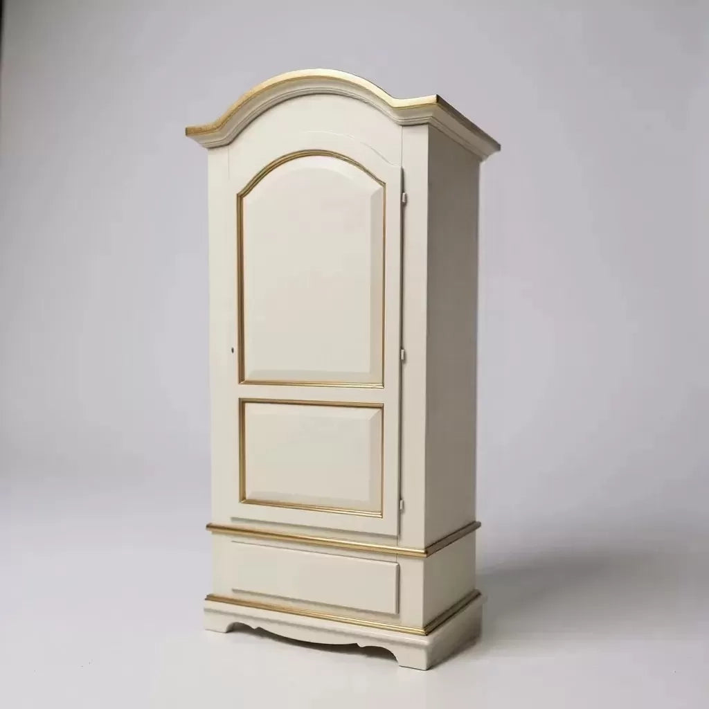 Armadio shabby 1 porta legno bianco anticato filo ocra 96x56x196 - Mobili 2G