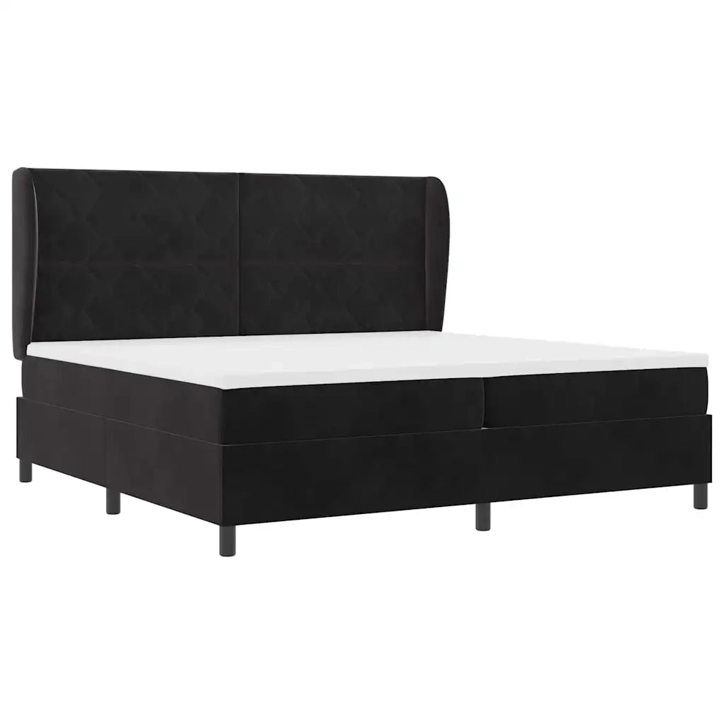 Letto a molle con materasso Nero 200 x 200 cm Velluto 3341002