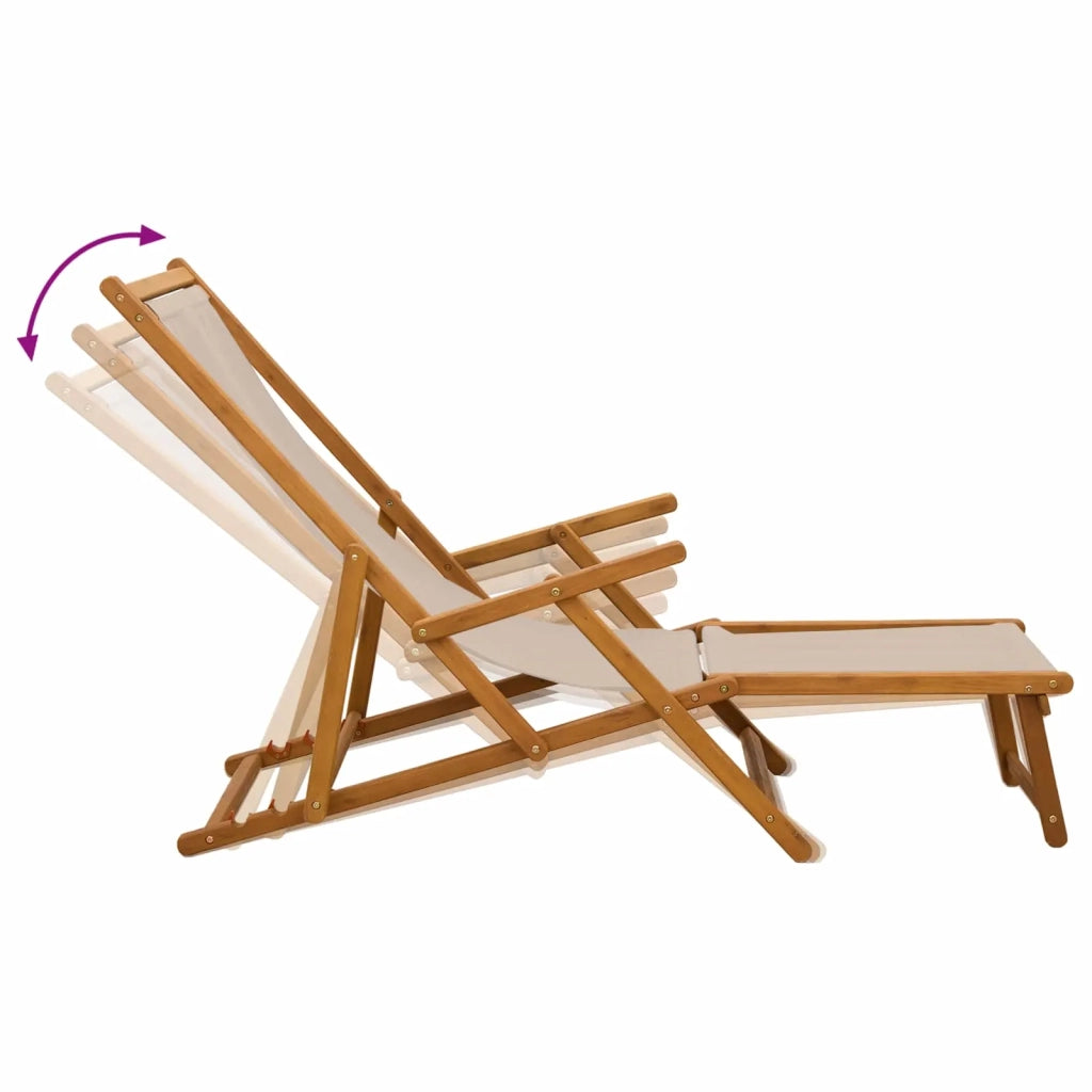 Lettino prendisole pieghevole Legno di Eucalipto Massello Beige 42024921