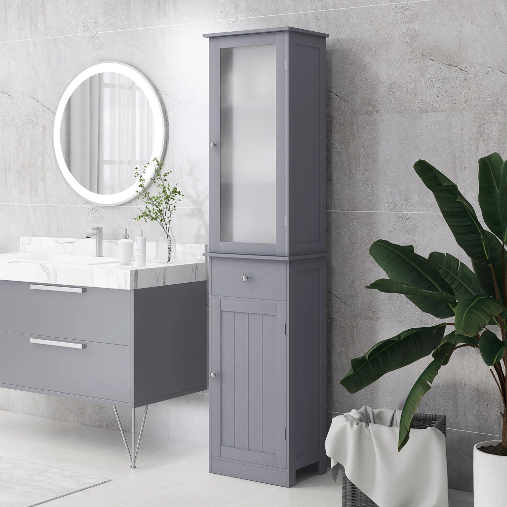Mobile Bagno Sospeso con Anta Acrilica ¨C zephmum ¨C Grigio 60x30x