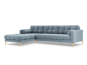 Cosmopolitan Design - Divano angolare sinistro "Bali" 5 posti in velluto azzurro 