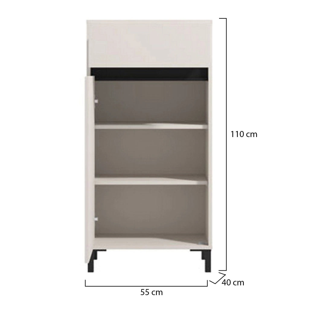 Pollenza, Mobile da Ingresso un Cassetto, 54.5x40x109.5h cm Bianco Crema