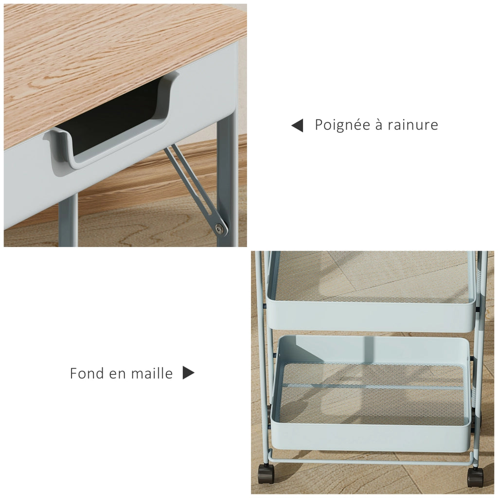 Carrello mobile con cassetto e cestini ¨C Zephmum ¨C 4 livelli verde