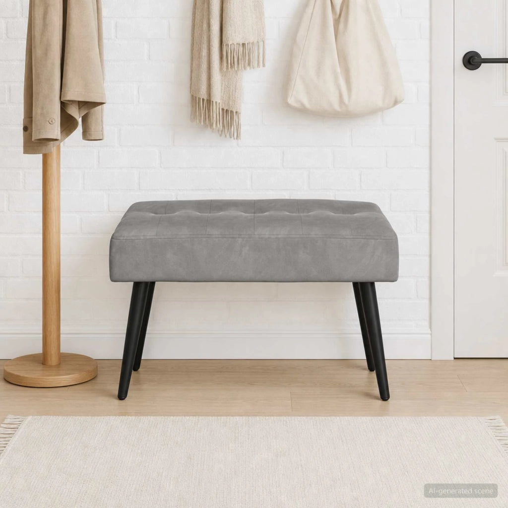 Panchina con bottoni imbottiti Grigio Chiaro 60 x 40 x 45 cm 42038501