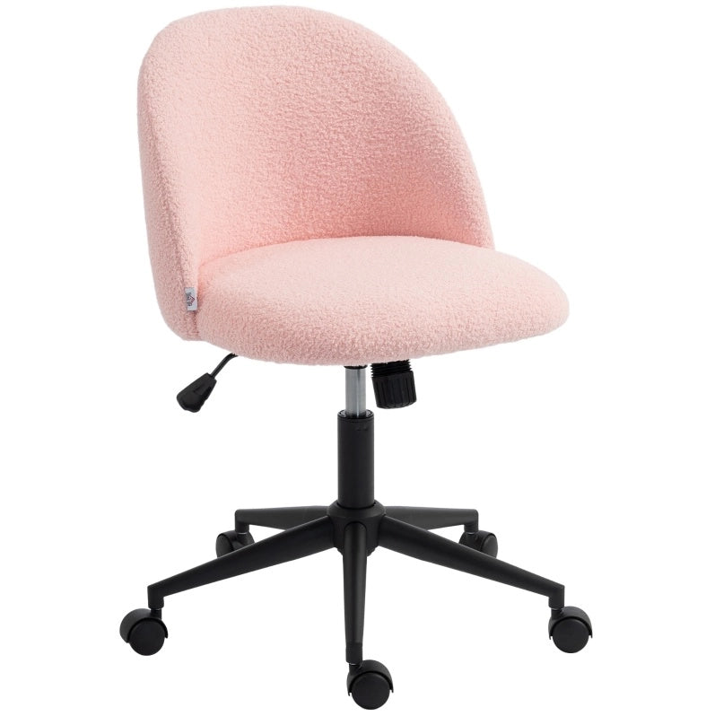 Sedia da ufficio rosa in teddy con ruote e altezza regolabile