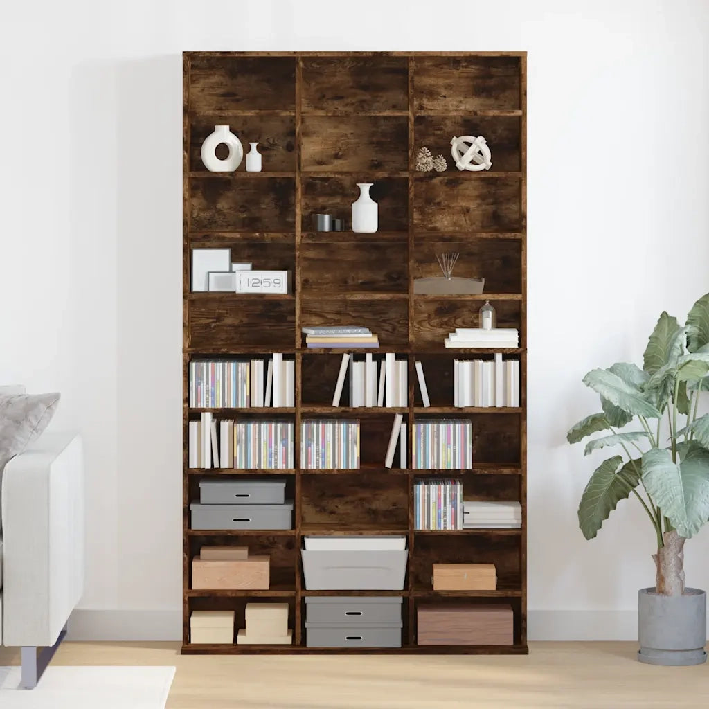 Mobile Porta CD Rovere Fumo 102x23x177,5 cm Legno Multistrato 815090