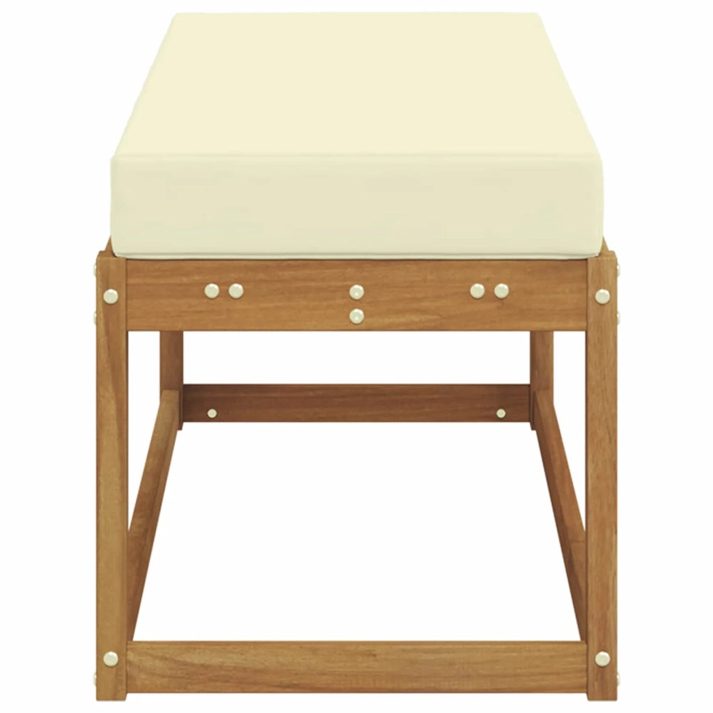 Sedia da giardino-Panca da esterno con cuscino Naturale e Crema 115 x 43 x 45 cm