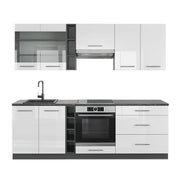 Cucina componibile Fame-Line Bianco lucido/Antracite 235 cm senza piano di lavoro Vicco