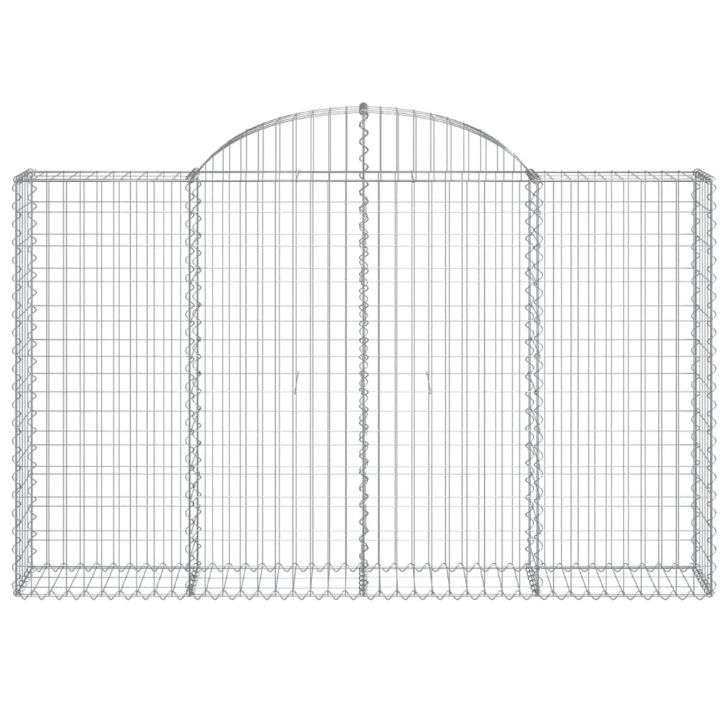 Cestini gabbioni recinzione a gabbia muro di contenimento ad arco 13 pezzi 200 x 30 x 120/140 cm ferro zincato argento 02_0040356