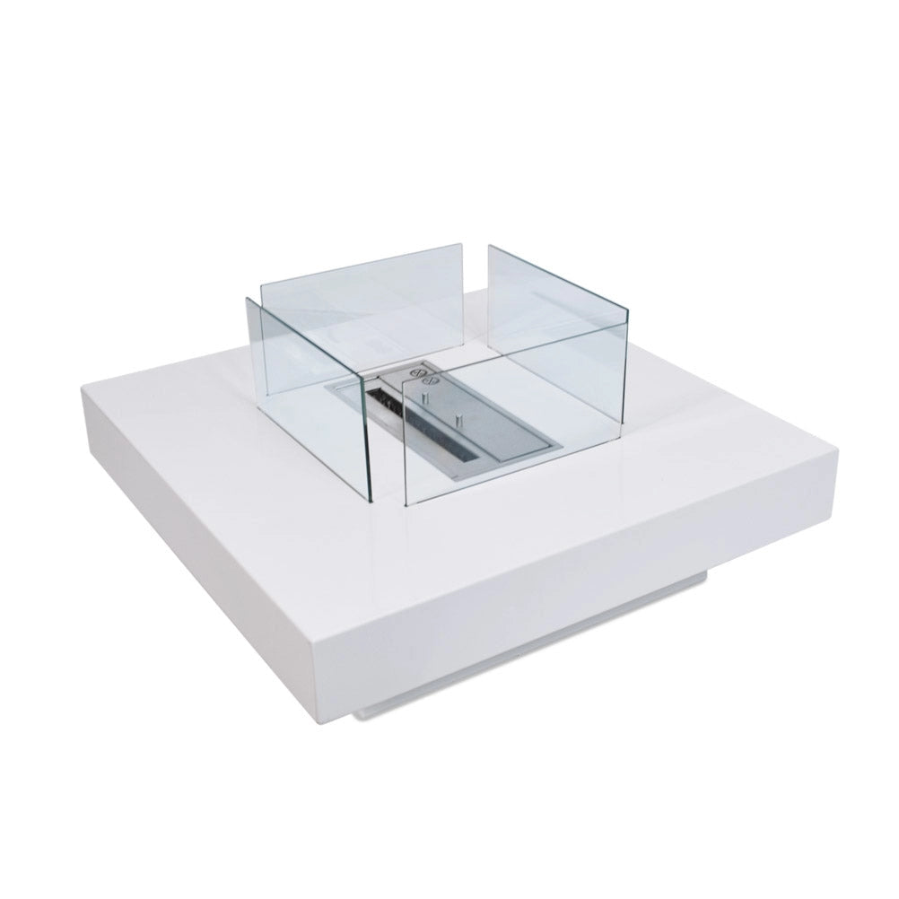Camino a Bioetanolo da Pavimento 70x70x35 cm Panarea Bianco