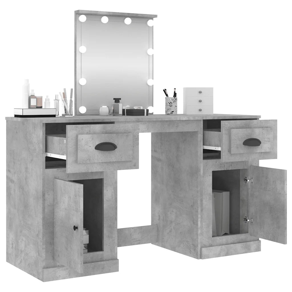 Toeletta | Tavolo da Trucco con LED Grigio Cemento 130x50x132,5 cm