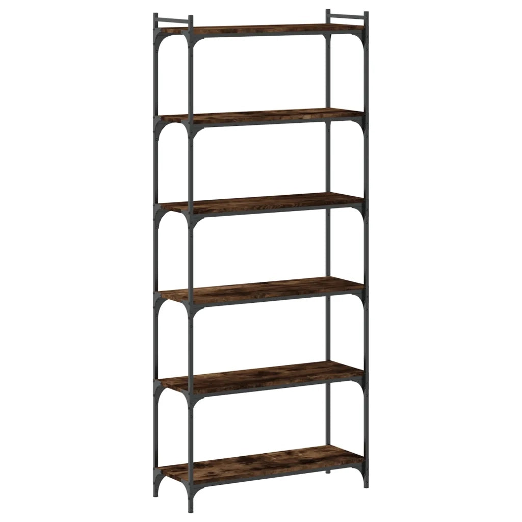 Libreria a 6 Ripiani Rovere Fumo 80x30x188 cm Legno Multistrato 837684