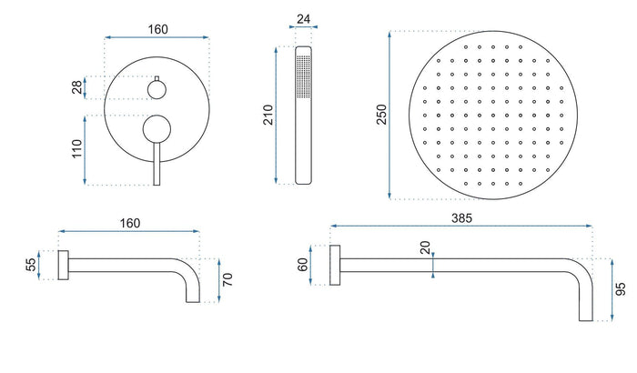 Set Da Vasca-doccia Da Incasso Rea Lungo Chrome + Box