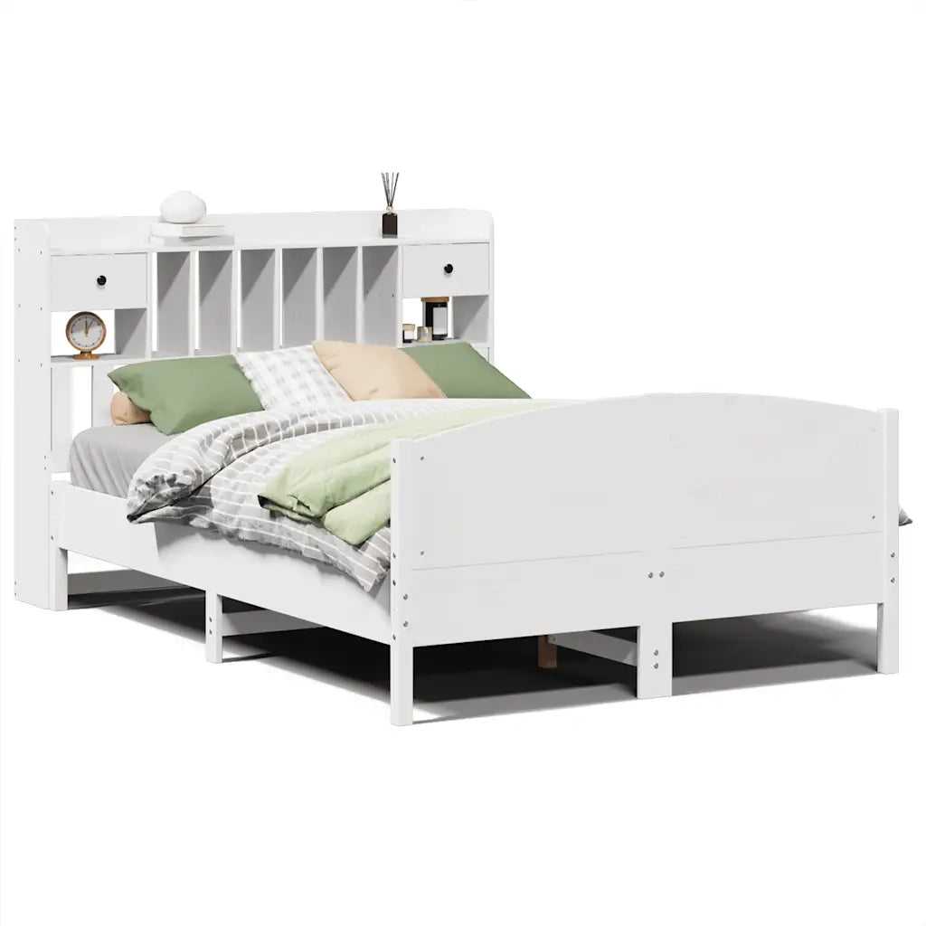 Letto Libreria senza Materasso Bianco 140x200 cm Legno di Pino 3323144
