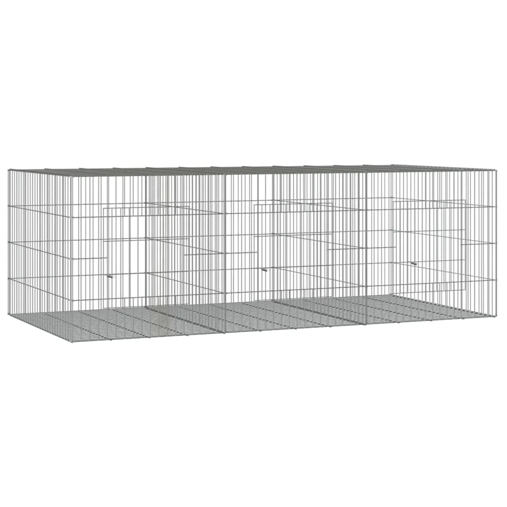 Gabbia per conigli 3 pannelli 163 x 79 x 54 cm Ferro zincato Argento 02_0041687