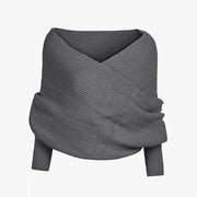 Sfregiata sciarpa multifunzionale con maniche per donne - Maglione a maglia - Soffice e comodo - Sciarpa intrecciata - Adatto a diverse occasioni - Grigio scuro