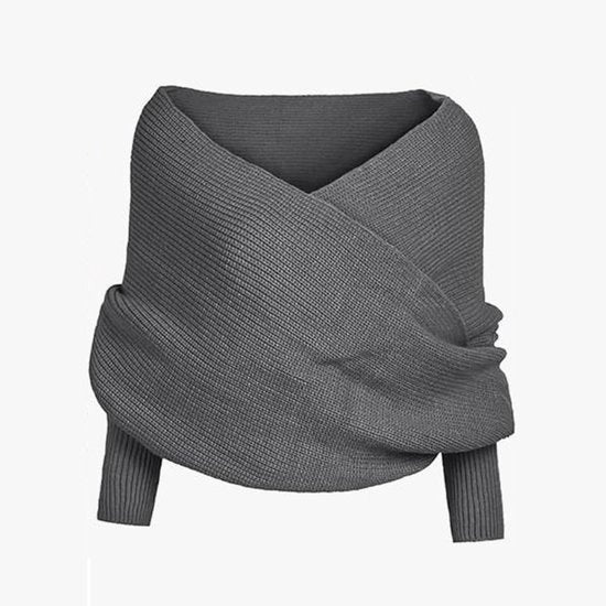 Sfregiata sciarpa multifunzionale con maniche per donne - Maglione a maglia - Soffice e comodo - Sciarpa intrecciata - Adatto a diverse occasioni - Grigio scuro