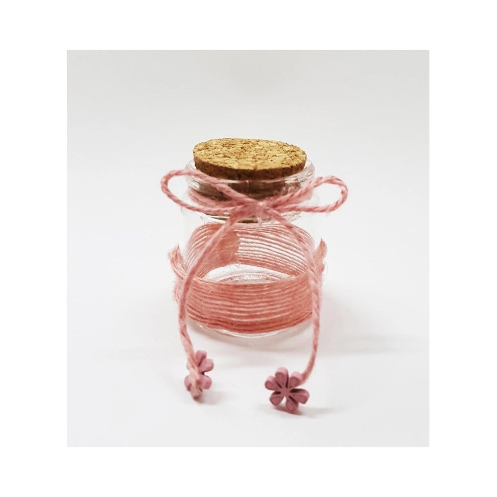 Trade Shop - Bomboniera Ampolla Colorre Rosa In Vetro Con Tappo Sughero Nastro Portaconfetti -