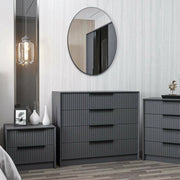 Jebi, Cassettiera 3 Cassetti, 100x85x45h cm Nero Antracite