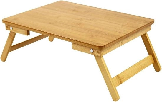 Tavolo da Studio - Bamboo - Per Cucina e Colazione - Con Zampe Ripiegabili - Portatile - Snack Informatica Scrivania - Naturale
