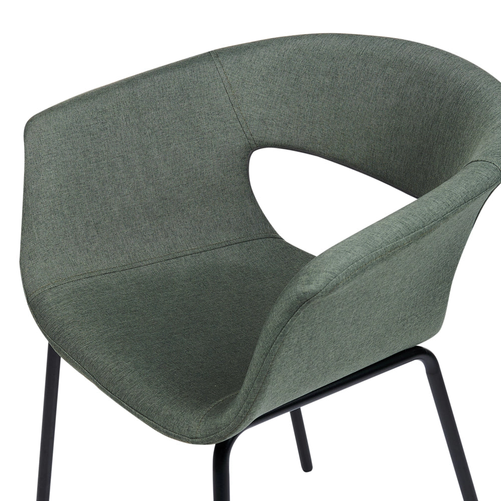 Set di 2 sedie da pranzo Sedute in poliestere verde scuro Gambe in metallo per sala da pranzo cucina