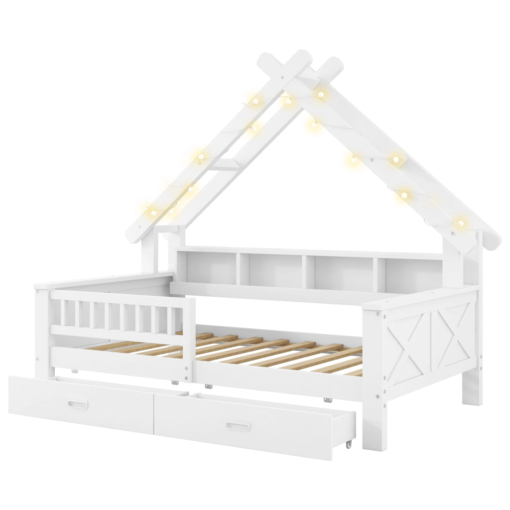 Letto a forma di casa con LED - Xylo - 90x200 - Bianco