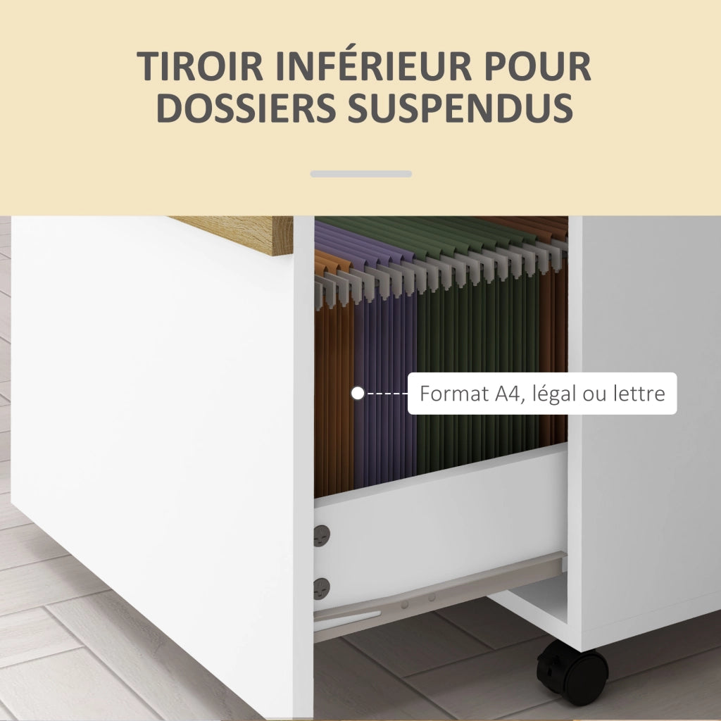 Cassettiera ufficio mobile con rotelle 2 cassetti bianco 48x40x59,5 cm ¨C Xylo