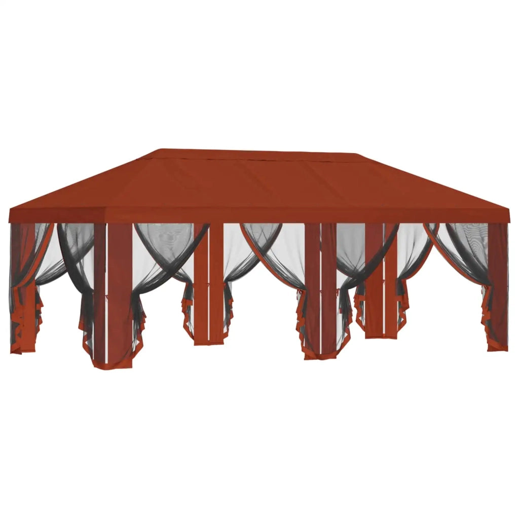 Copertura Gazebo con Pareti Laterali Terracotta Poliestere 900438