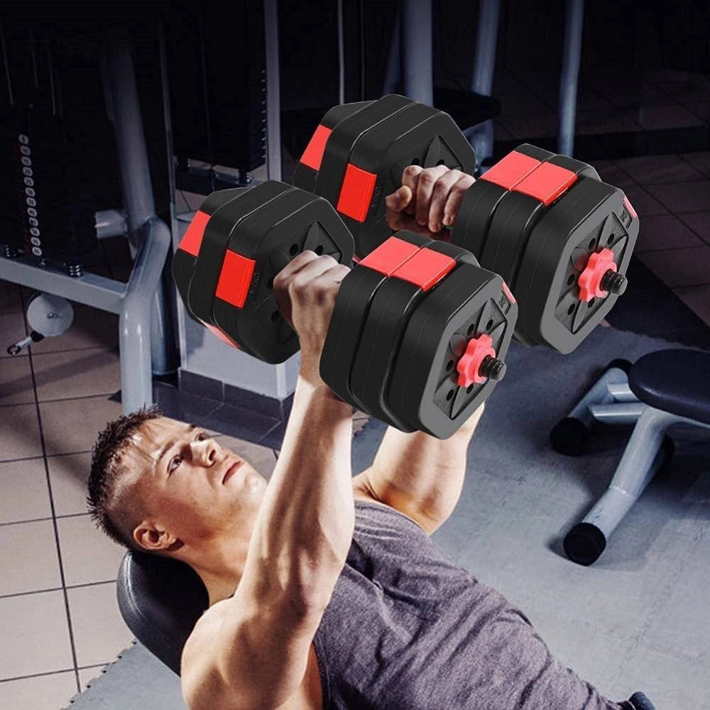 Trade Shop - Set Manubri Bilanciere Con Biella Regolabili 30kg Allenamento Corpo Palestra Casa -