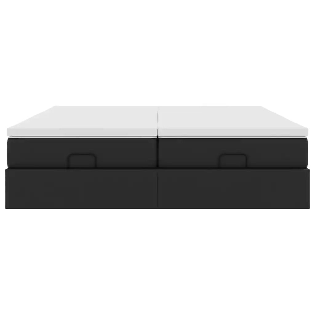 Struttura Letto Pouf con Materassi Nero 180x200 cm Similpelle 3311224