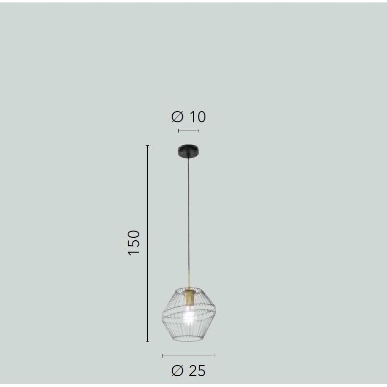 LAMPADARIO KIKO E27 D.25XH150CM NERA/ORO.
