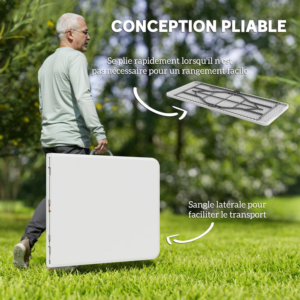 Tavolo pieghevole da giardino ¨C zephmum ¨C bianco, HDPE, 180x74x74 cm