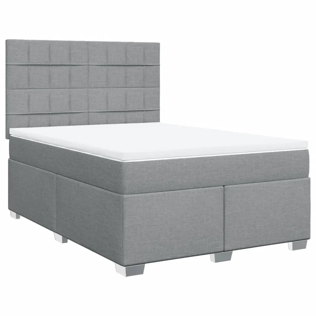 Giroletto a Molle con Materasso Grigio Chiaro 140x200cm Tessuto
