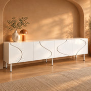 Mobile TV 170x35x50 cm bianco in MDF e PB - 4 ante con passacavi