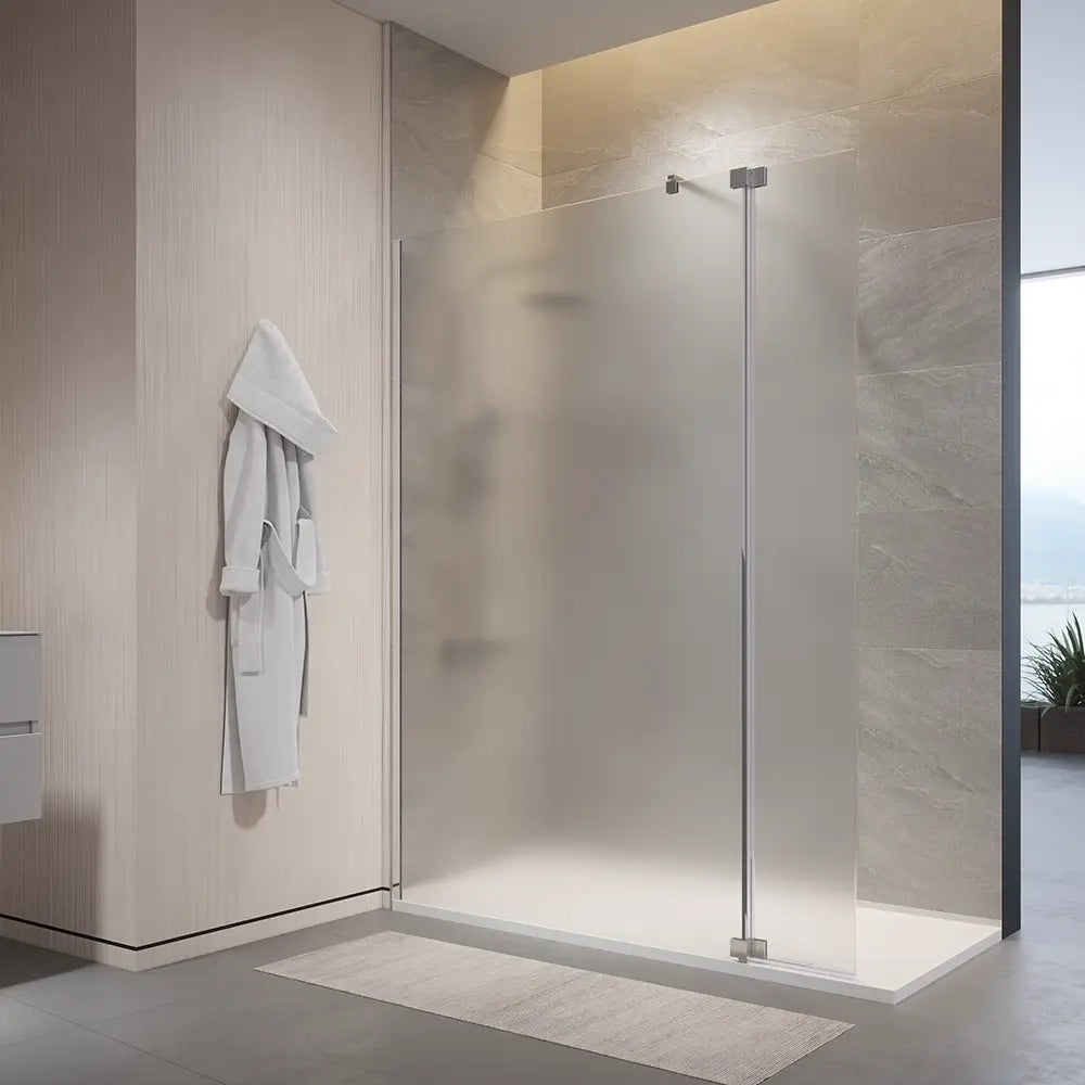 Doccia walk-in 60cm + anta 30cm vetro temperato anticalcare 10mm opaco profili cromo | Naxos