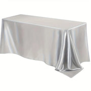 Tavolo da giardino con tovaglia in tessuto satino, adatto per la primavera, sala da pranzo, feste, matrimoni o semplicemente in cucina o soggiorno, argento grigio, 152*305cm