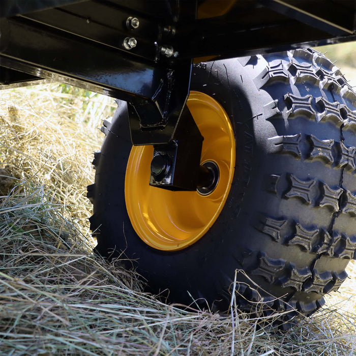 Rimorchio ribaltabile per trattorino 450kg 210x120x70 cm, con laterali rimovibili