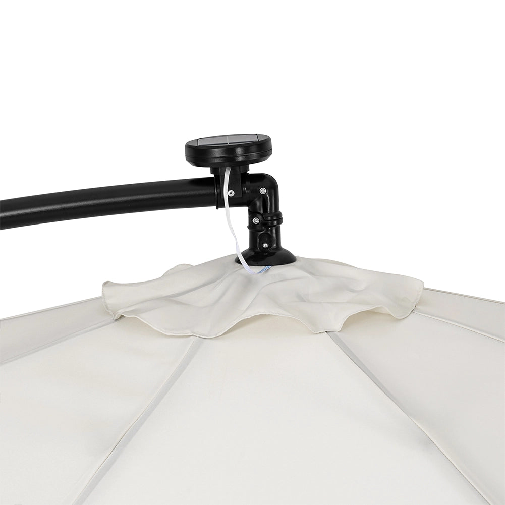 Ombrellone Giardino 3mt con Luce LED Solare Palo Decentrato con Carrucola Beige
