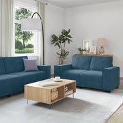 Set di Divani 2 pz con Cuscini Blu in Velluto