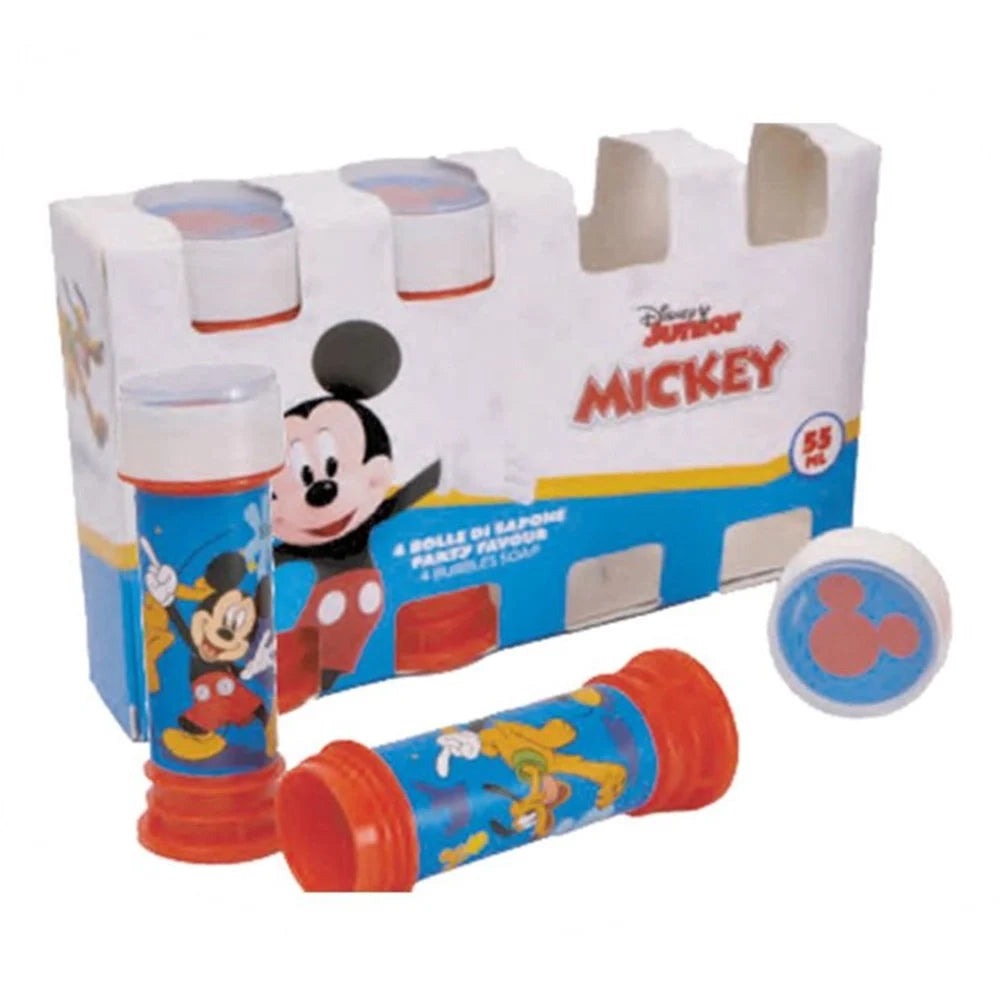 Trade Shop - Bolle Di Sapone 60ml Tema Mickey Topolino Set Da 4pz Bomboniera Festa Gioco Bambini 207254 -