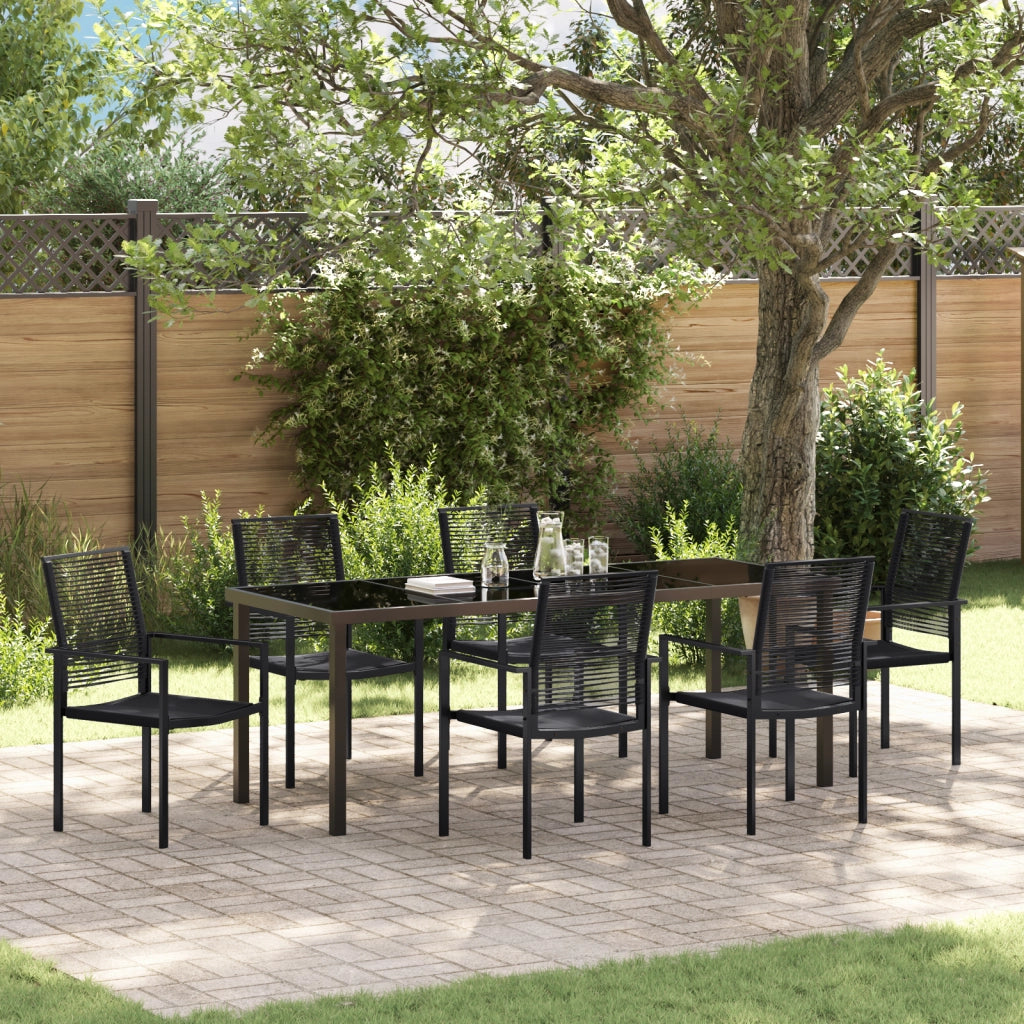 Set da pranzo giardino a 7 pezzi Nero Rattan PVC